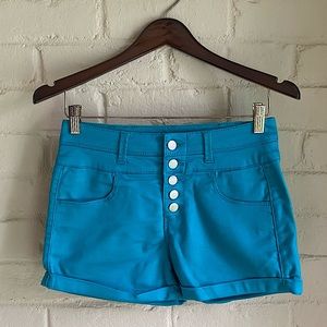 Tinseltown size 1 juniors electric blue turquoise stretchy high waisted shorts